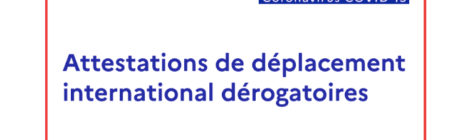 Covid-19 Attestation de déplacement dérogatoire