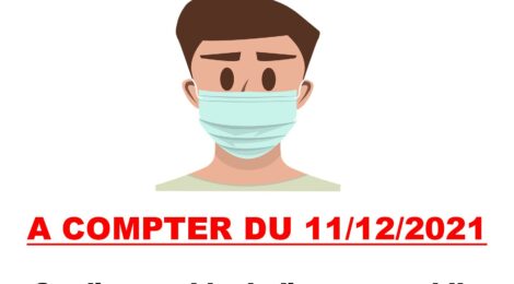 Port du masque obligatoire à compter du 11 décembre