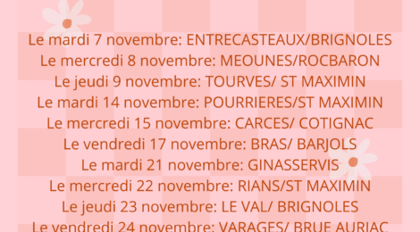 Dates de passage du gynécobus en novembre